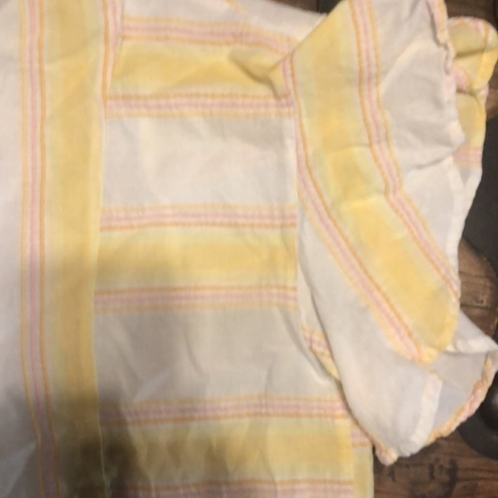 Matilda Jane Size M Summer Picnic Top‎ Shirt Blouse Yellow Pink Striped A101 - Picture 3 of 6